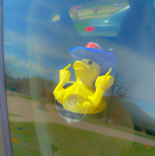 Funny Middle Finger Duck for Car - Suction Cup Window Buddy with Hats, Hilarious Gag Gift for Drivers