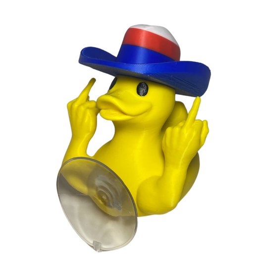 Funny Middle Finger Duck for Car - Suction Cup Window Buddy with Hats, Hilarious Gag Gift for Drivers