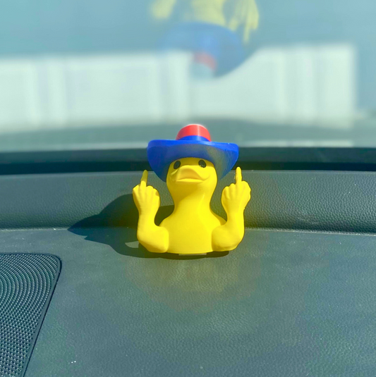 Dashboard Middle Finger Duck - Funny Car Decor with Suction Cup & Velcro, Rude Gag Gift for Drivers
