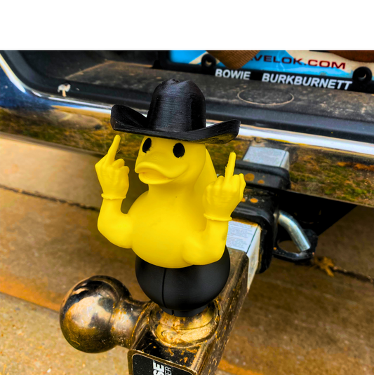 2" Hitch Ducky Attachment - Middle Finger Duck with Hat, Funny Tow Hitch Cover Gift