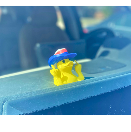 Dashboard Middle Finger Duck - Funny Car Decor with Suction Cup & Velcro, Rude Gag Gift for Drivers